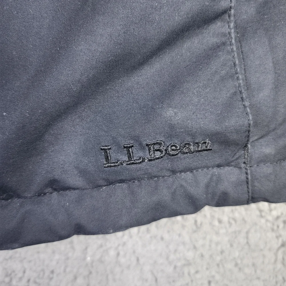 LL Bean Baxter State Parka Jacket Womens Medium Blue Hooded Faux Fur Trim Winter